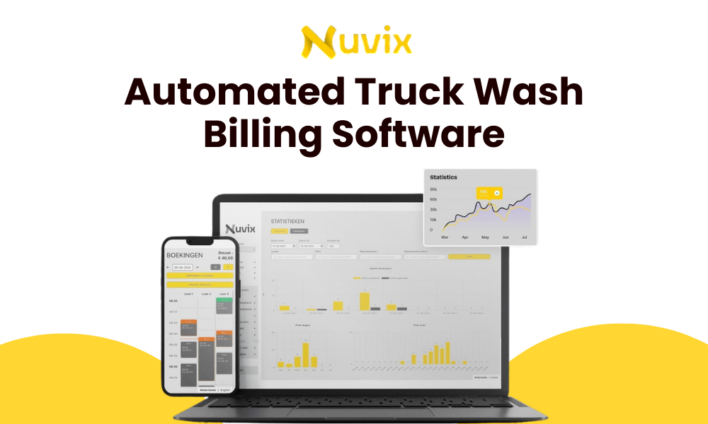 Geautomatiseerd truck wash facturingssoftwaredashboard van Nuvix
